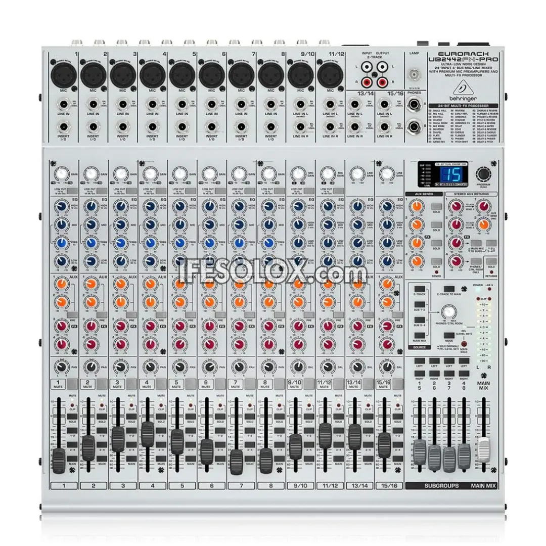 Behringer EURORACK UB2442FX-PRO 24 input 4-Bus Mic/Line Mixer with Premium Mic Preamplifiers and Multi-FX Processor - Brand New