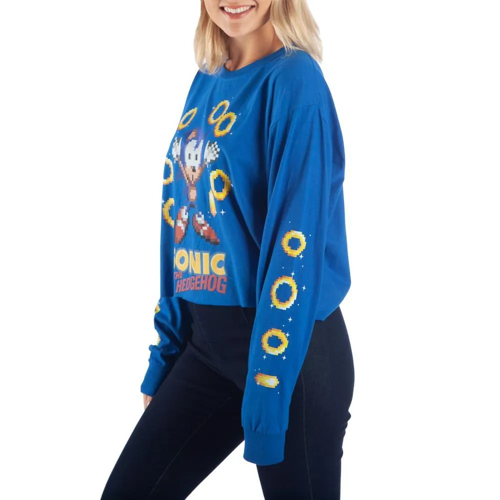 Blue Sonic Crop Top Sonic The Hedgehog Long Sleeve Shirt Sonic THe Hedgehog Apparel