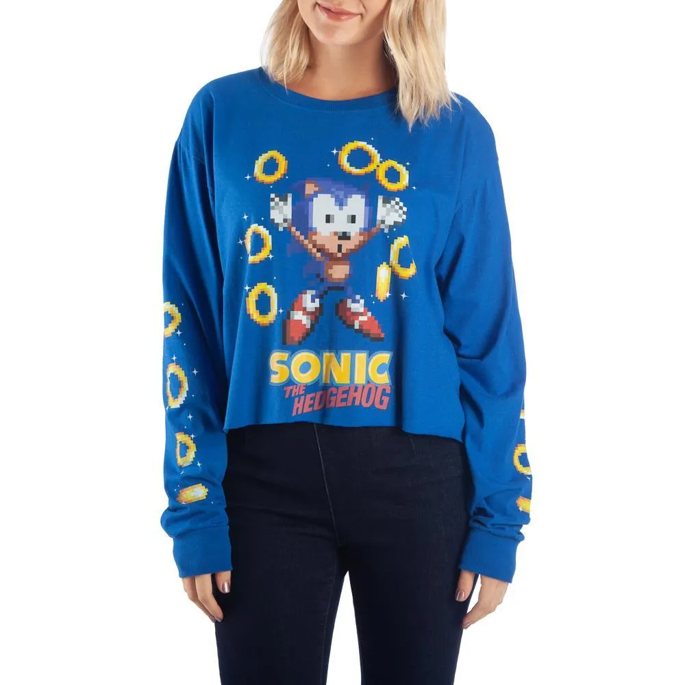 Blue Sonic Crop Top Sonic The Hedgehog Long Sleeve Shirt Sonic THe Hedgehog Apparel