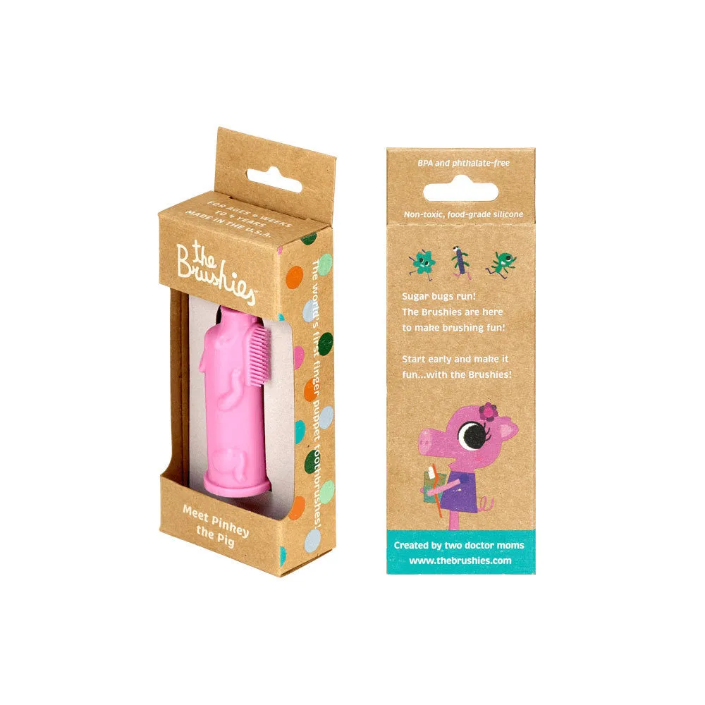 Brushie - Silicone Finger Gum and Toothbrush - Pinkey the Pig