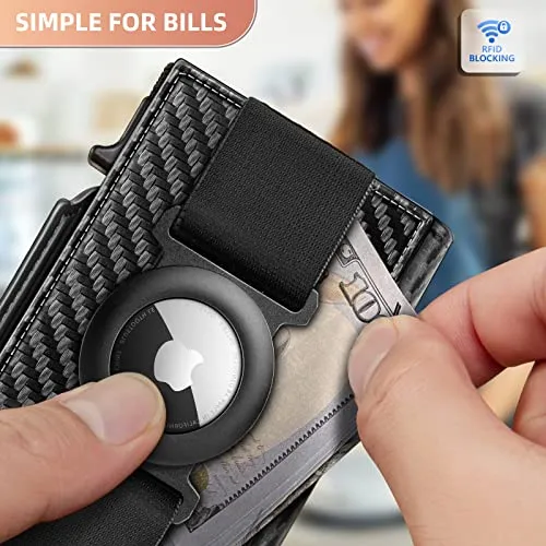 BULLIANT Men Airtag Wallet,Slim Front Pocket Wallet Money Clip for Men Gift 3.8"x2.7",Pop-up Access