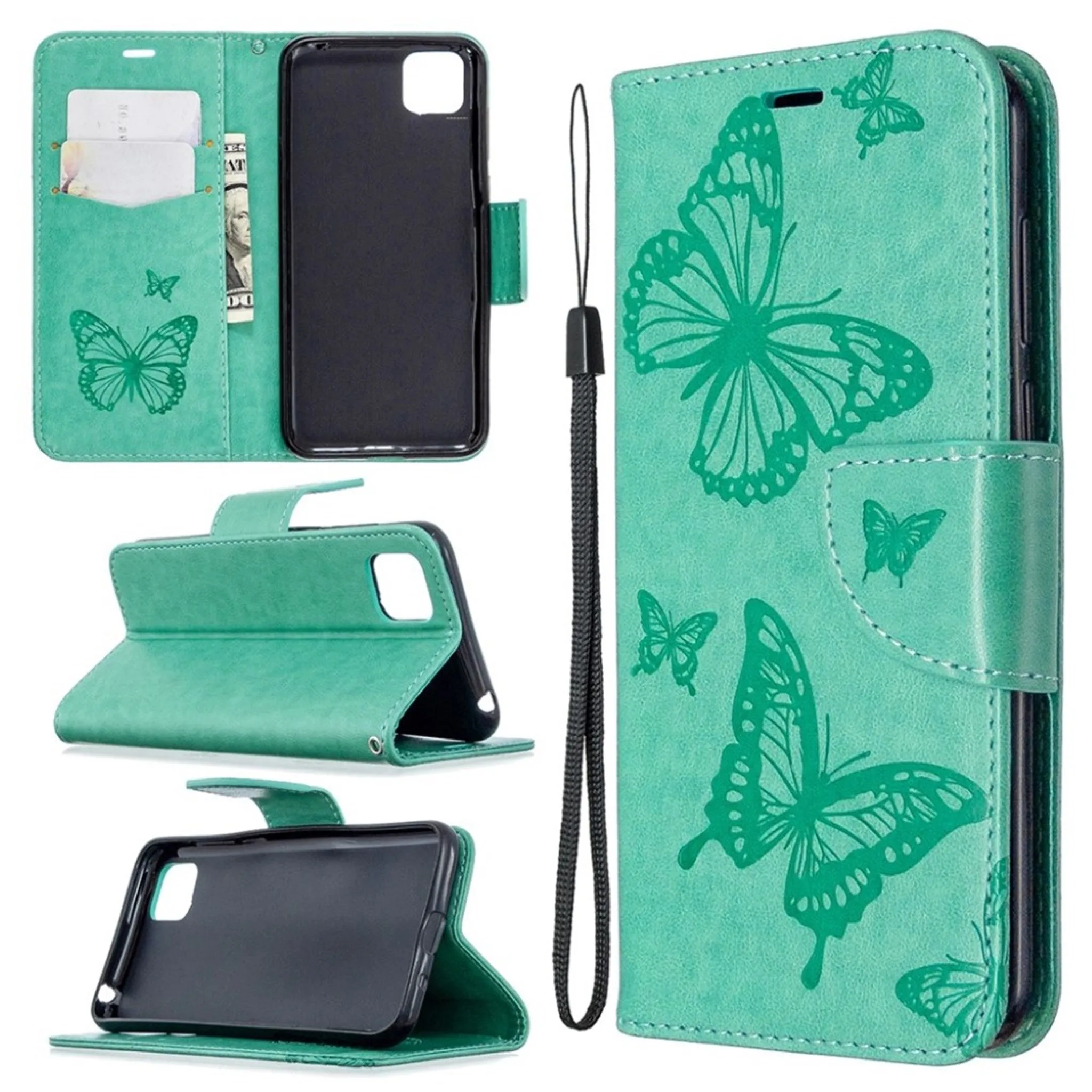 Butterfly Huawei Y5p / Honor 9S flip case - Green