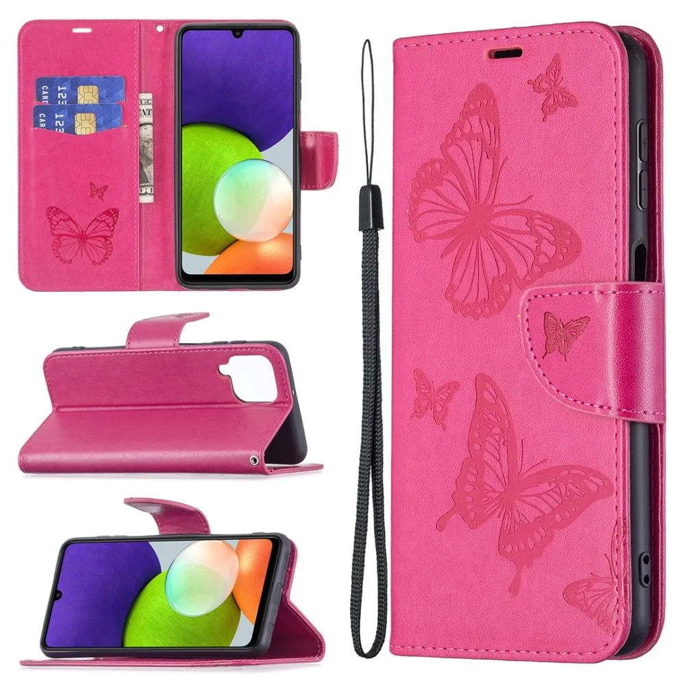 Butterfly Samsung Galaxy A22 4G flip case - Rose