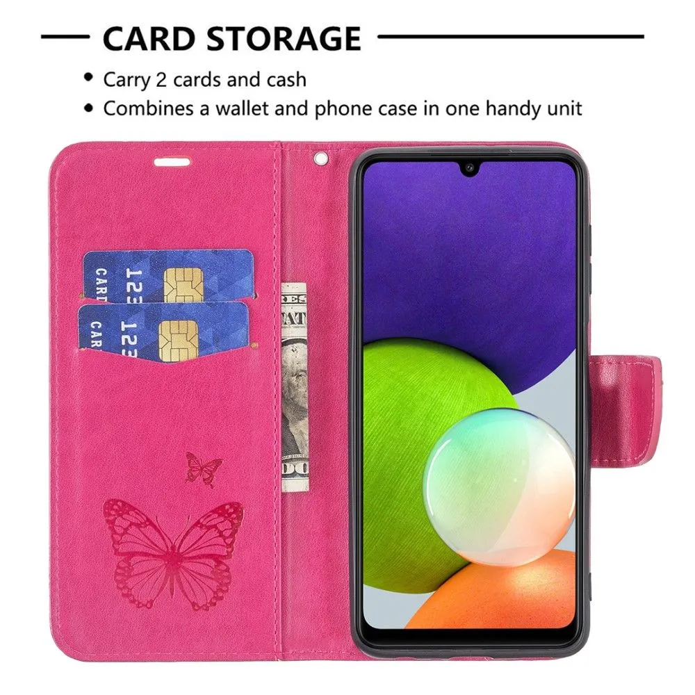 Butterfly Samsung Galaxy A22 4G flip case - Rose