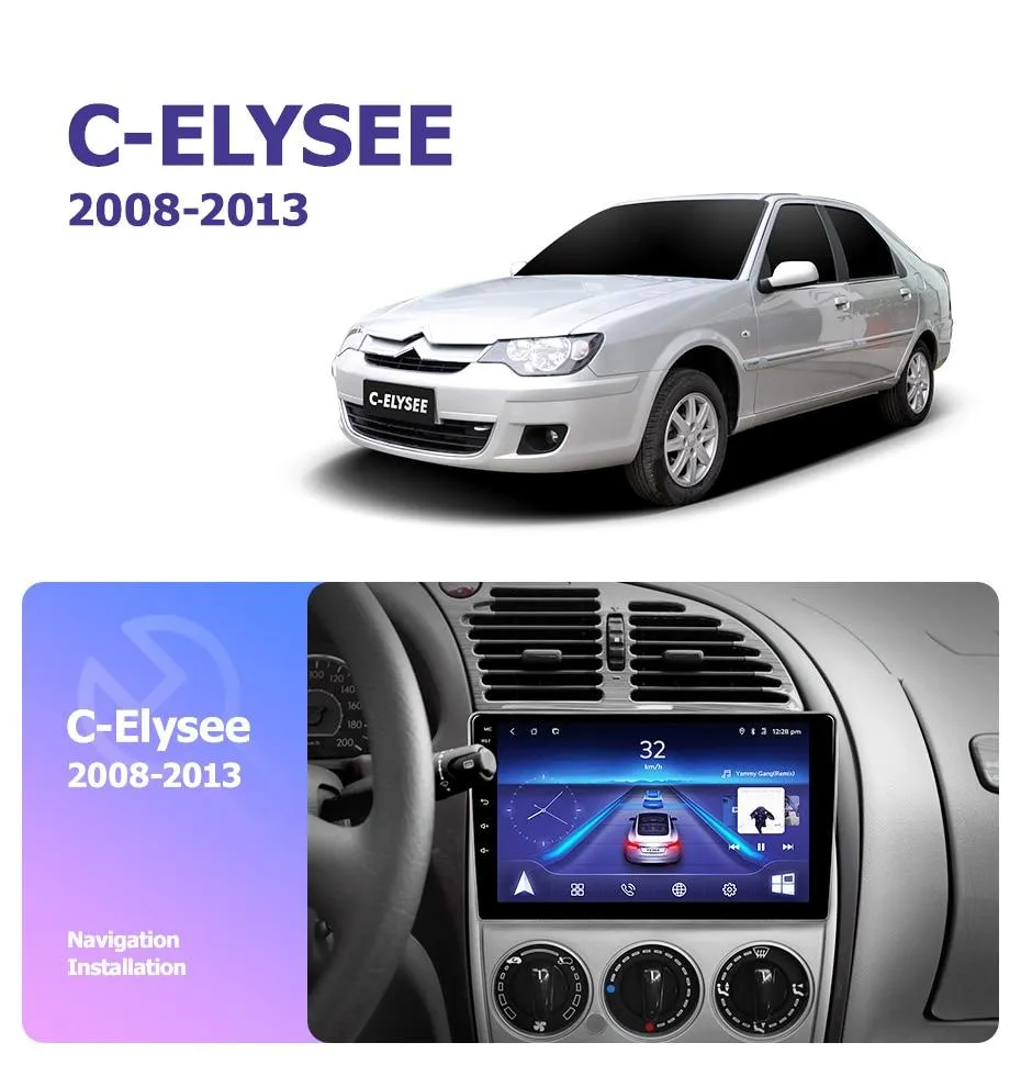 Car Dealz 9" Android 10.0 Citroen Elysee 2008-2013 w CAM In Dash Plus OEM Fascia