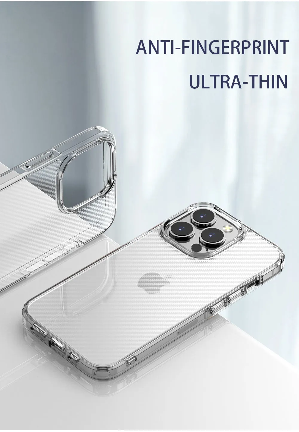 Carbon Fiber Transparent Shockproof Case For iPhone 13 12 Pro Max Clear Soft TPU Bumper Hard PC Back Cover For iPhone 13 12 Mini