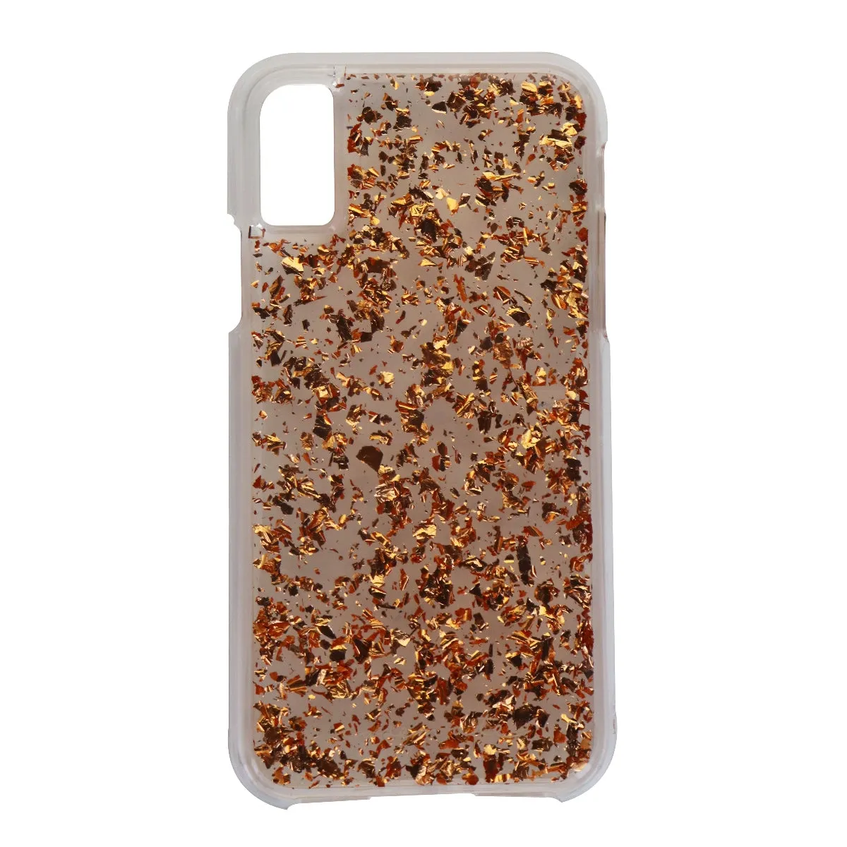 Case-Mate Karat Series Hard Case for Apple iPhone X 10 - Rose Gold Flakes/Clear