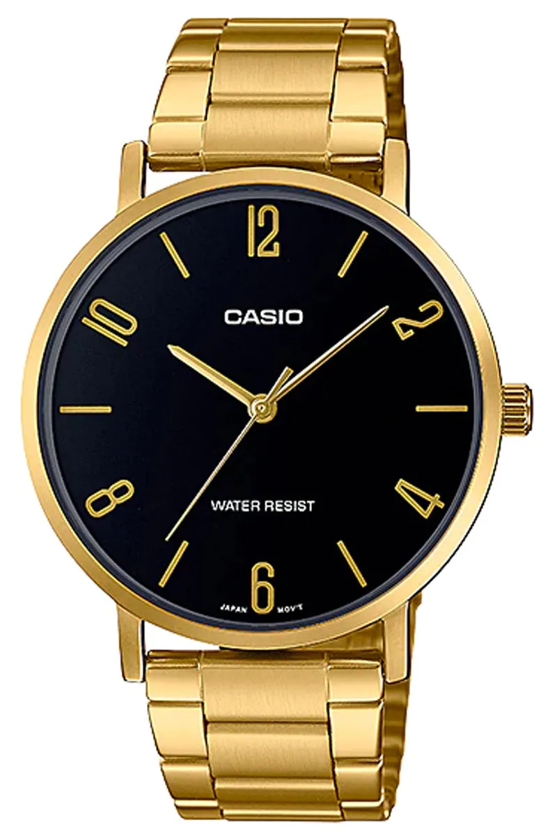 Casio MTP-VT01G-1B2 Gold Stainless Strap Watch for Men