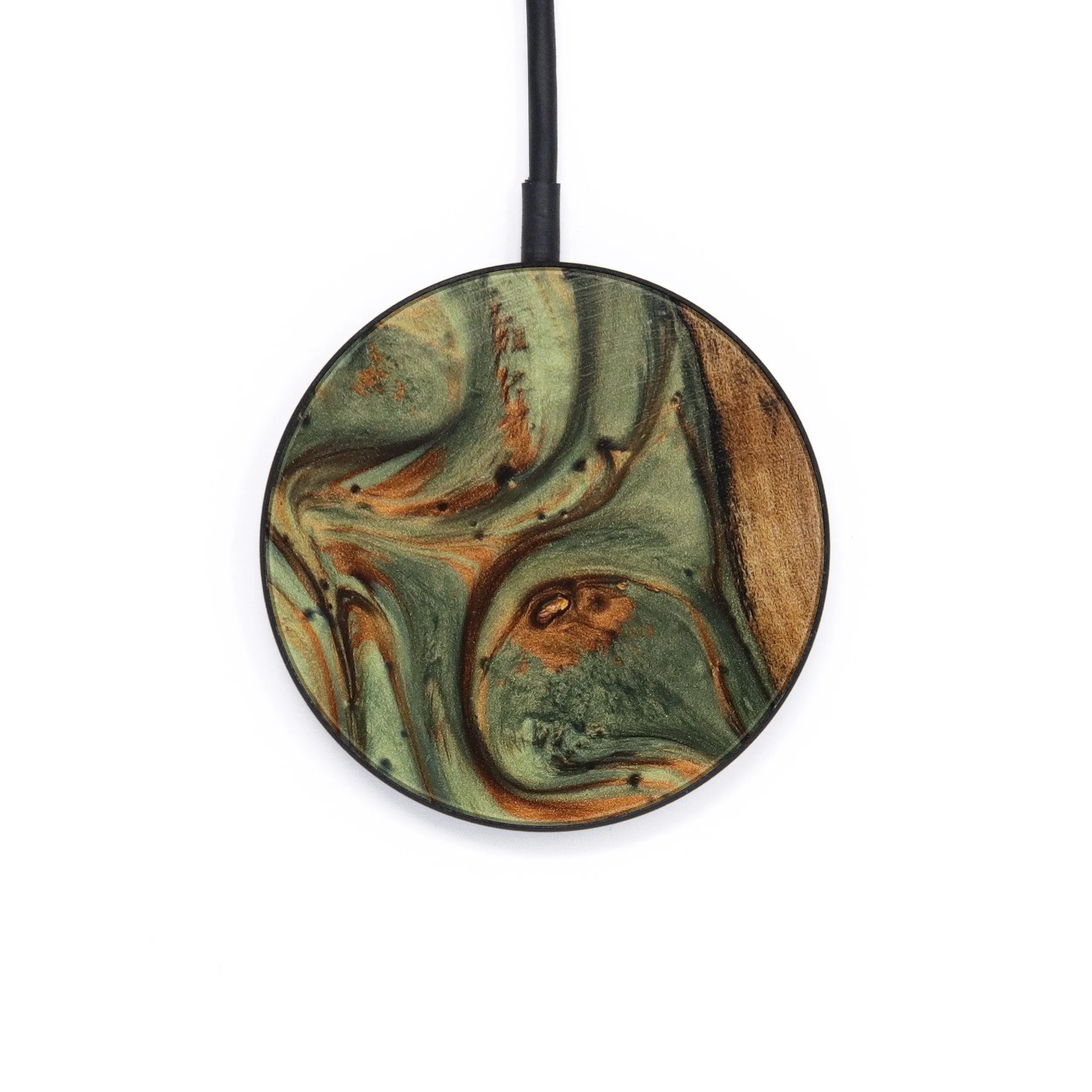 Circle Wood Resin Wireless Charger - Alidia (Dark Green, 607687)