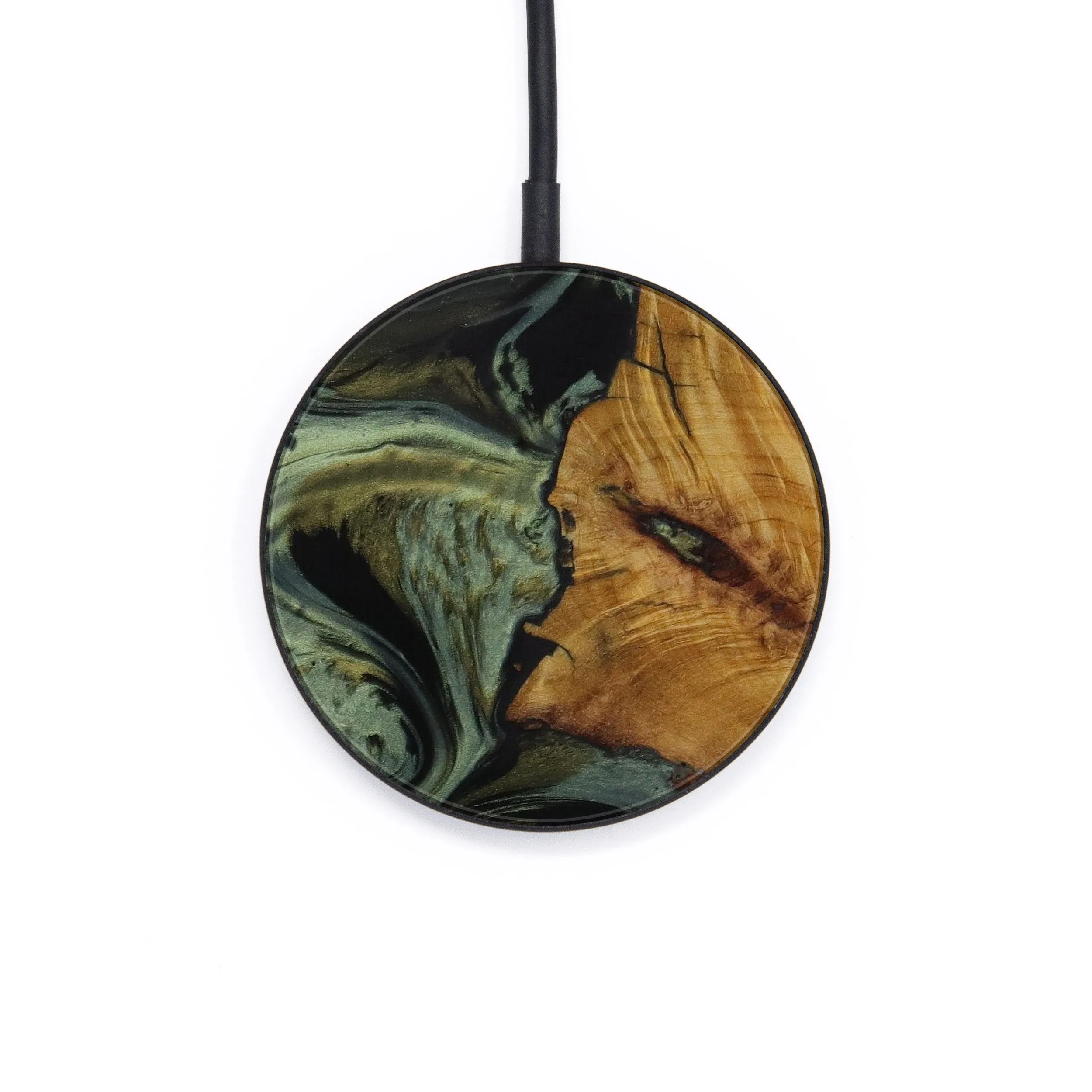 Circle Wood Resin Wireless Charger - Alton (Dark Green, 590557)