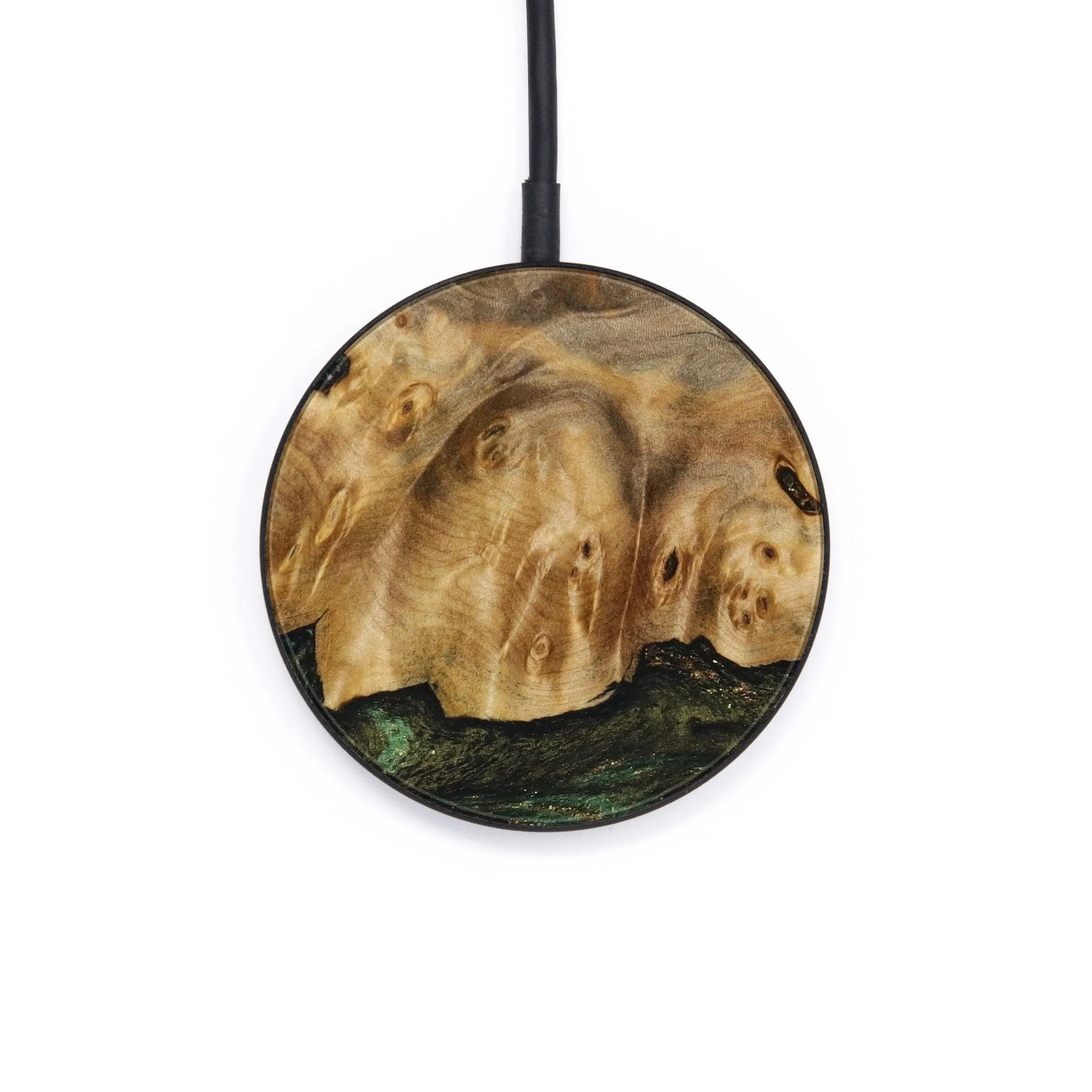 Circle Wood Resin Wireless Charger - Annika (Green, 648386)