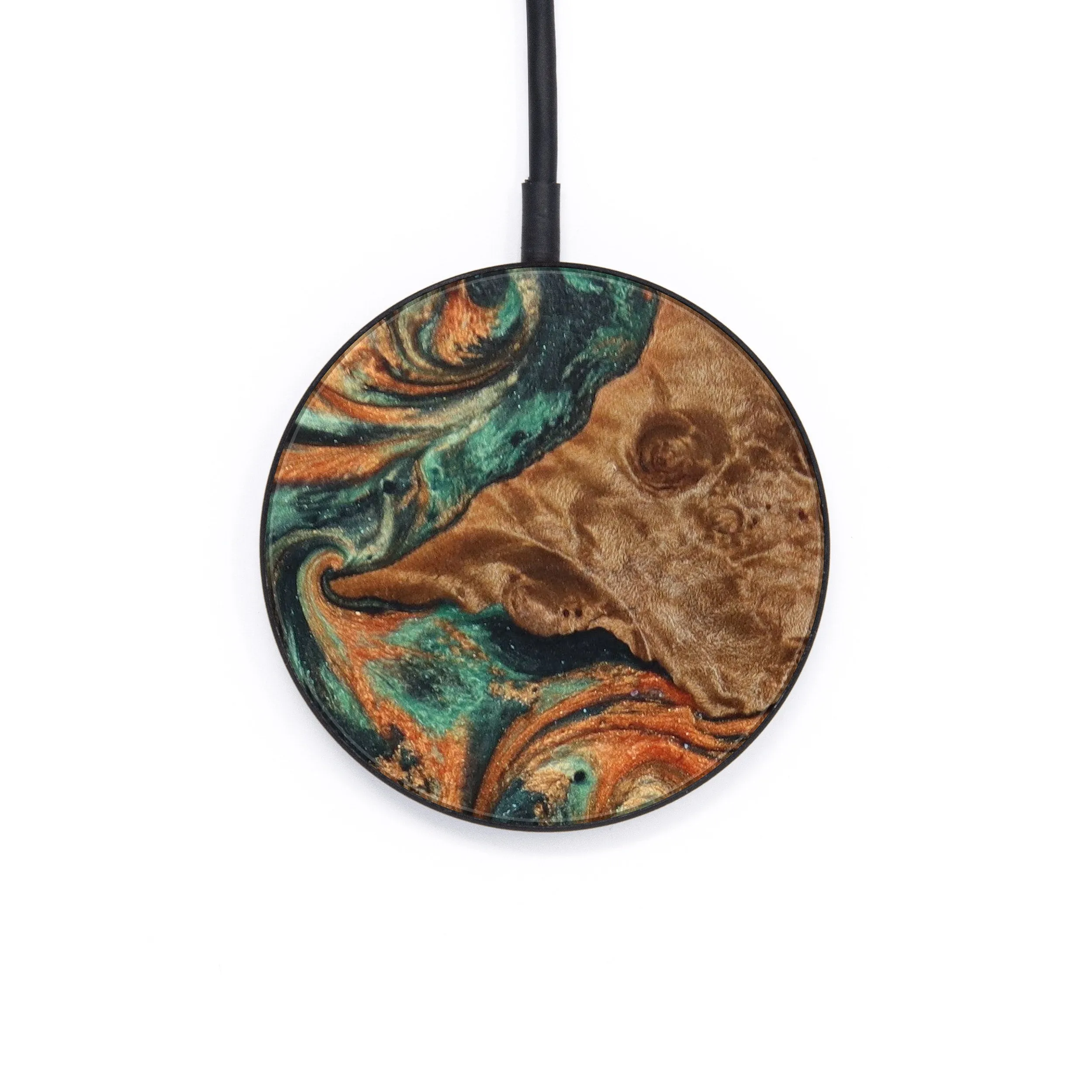 Circle Wood Resin Wireless Charger - Ansley (Green, 632019)