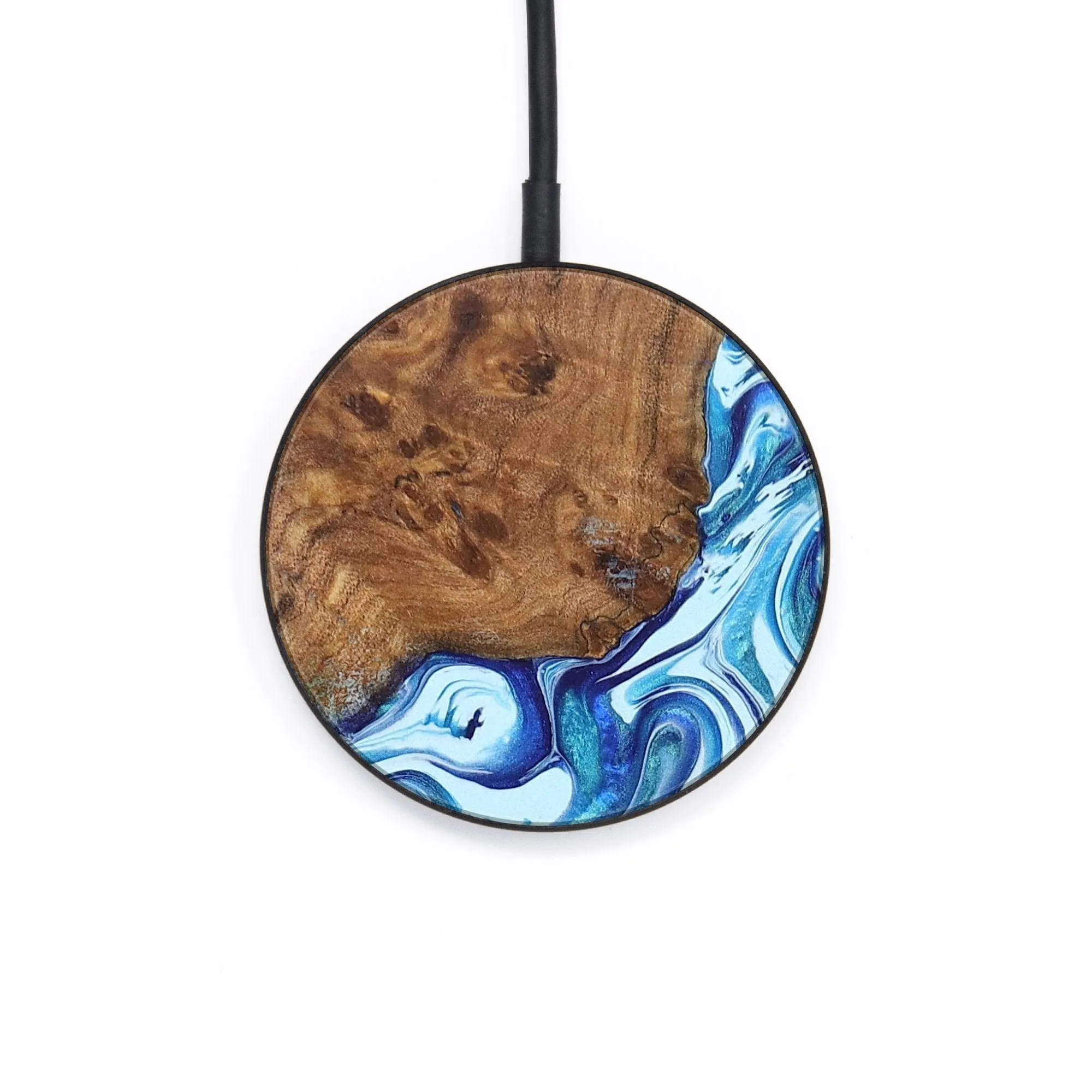 Circle Wood Resin Wireless Charger - Ayanna (Blue, 704143)