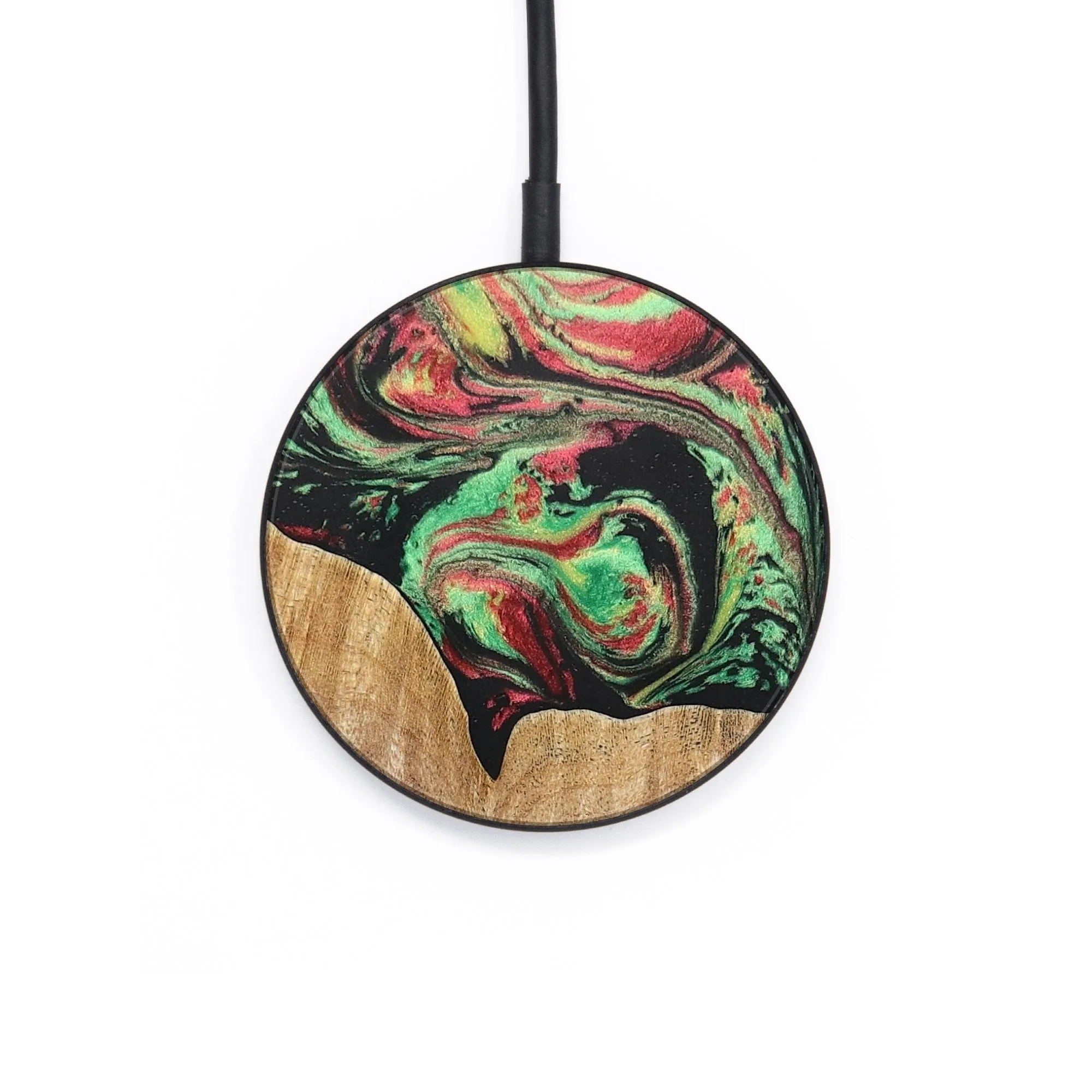 Circle Wood Resin Wireless Charger - Brent (Green, 708053)