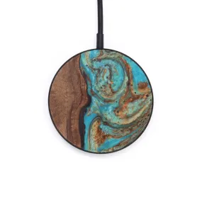 Circle Wood Resin Wireless Charger - Camila (Teal & Gold, 612531)