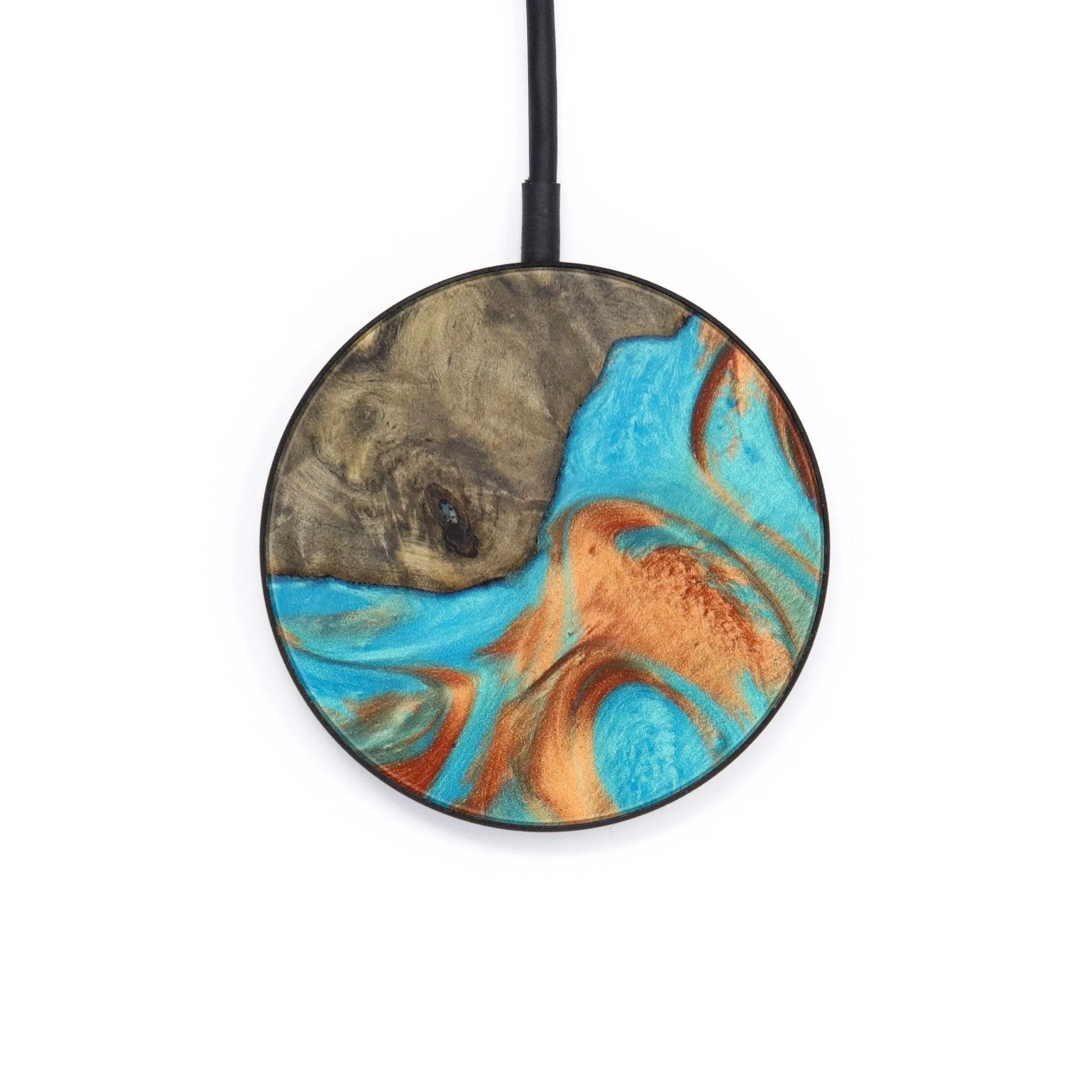 Circle Wood Resin Wireless Charger - Collins (Teal & Gold, 610172)