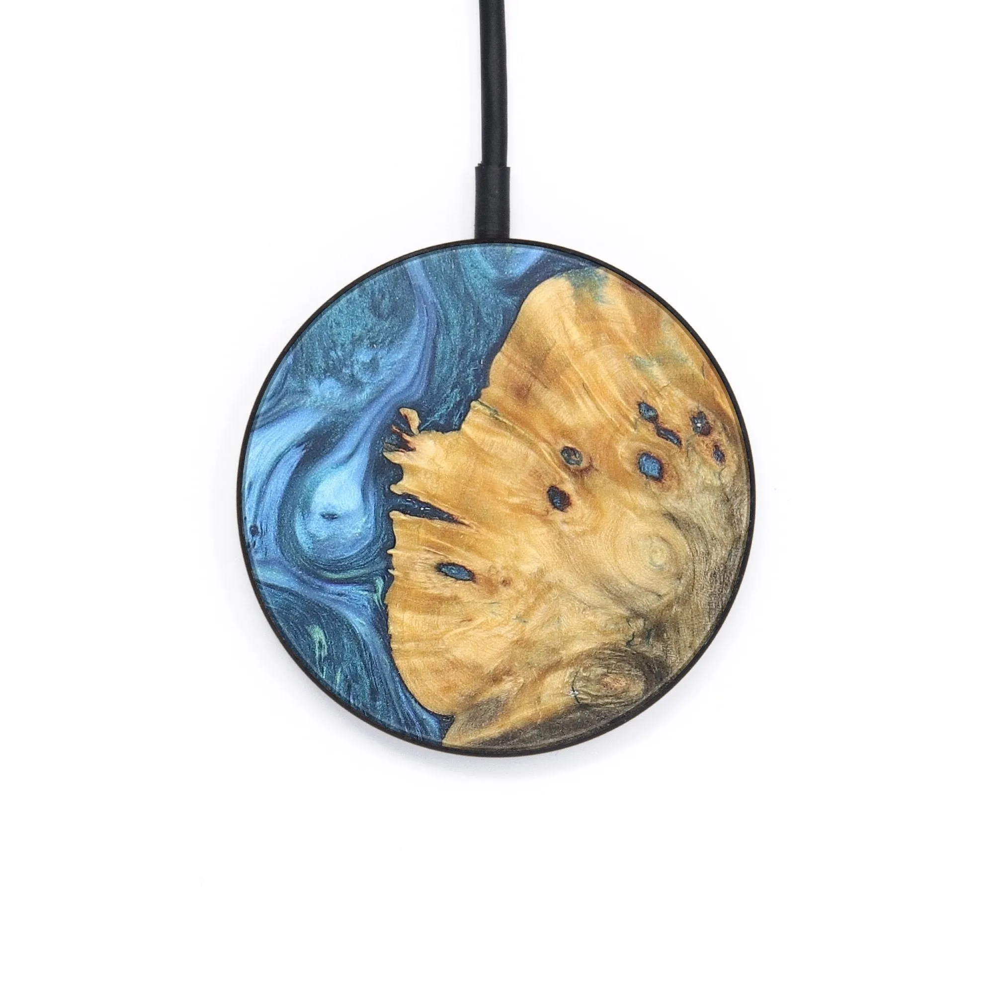 Circle Wood Resin Wireless Charger - Conor (Blue, 686152)