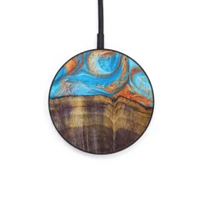 Circle Wood Resin Wireless Charger - Cristian (Teal & Gold, 637563)