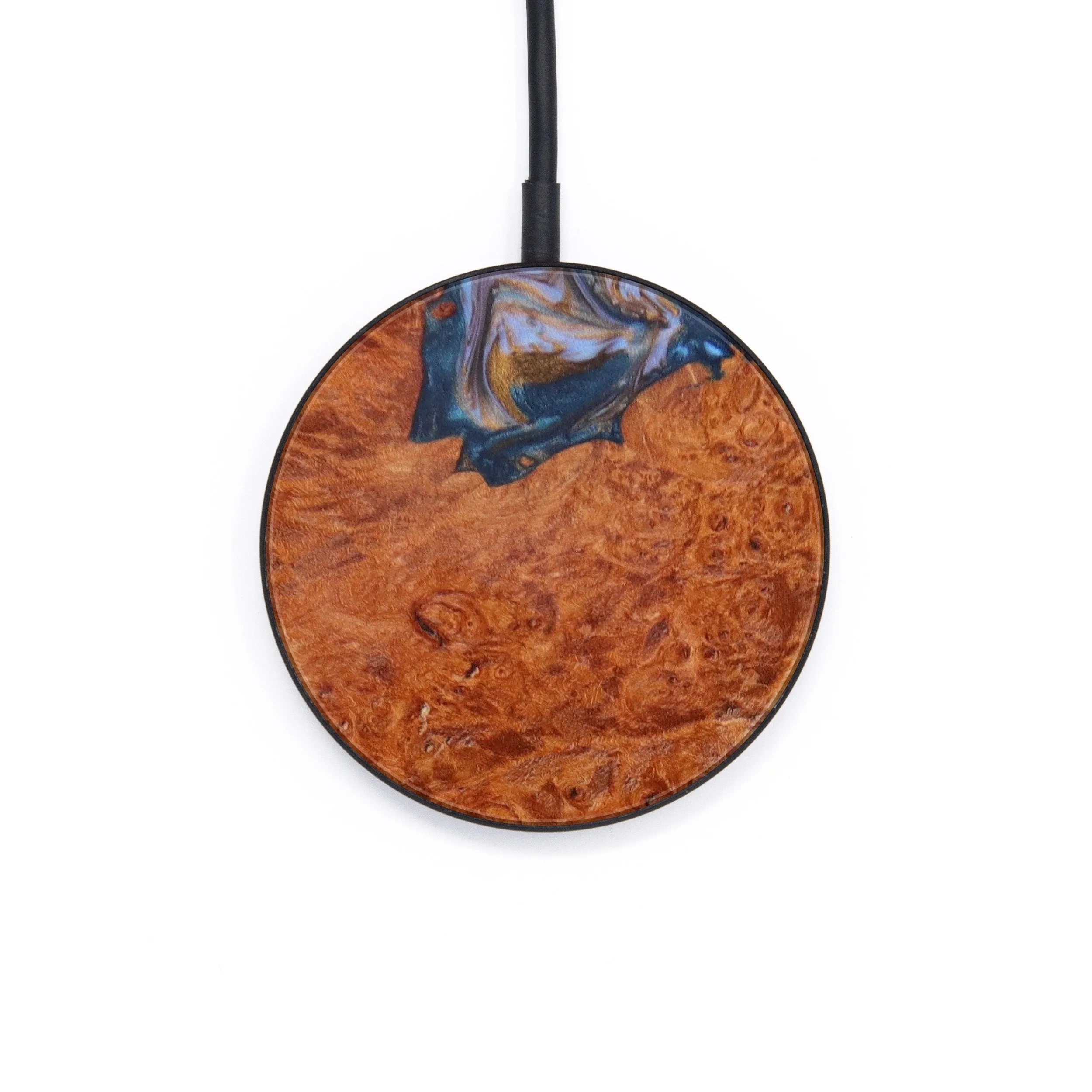 Circle Wood Resin Wireless Charger - Darren (Teal & Gold, 610206)