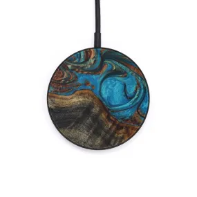 Circle Wood Resin Wireless Charger - Delwin (Teal & Gold, 573244)