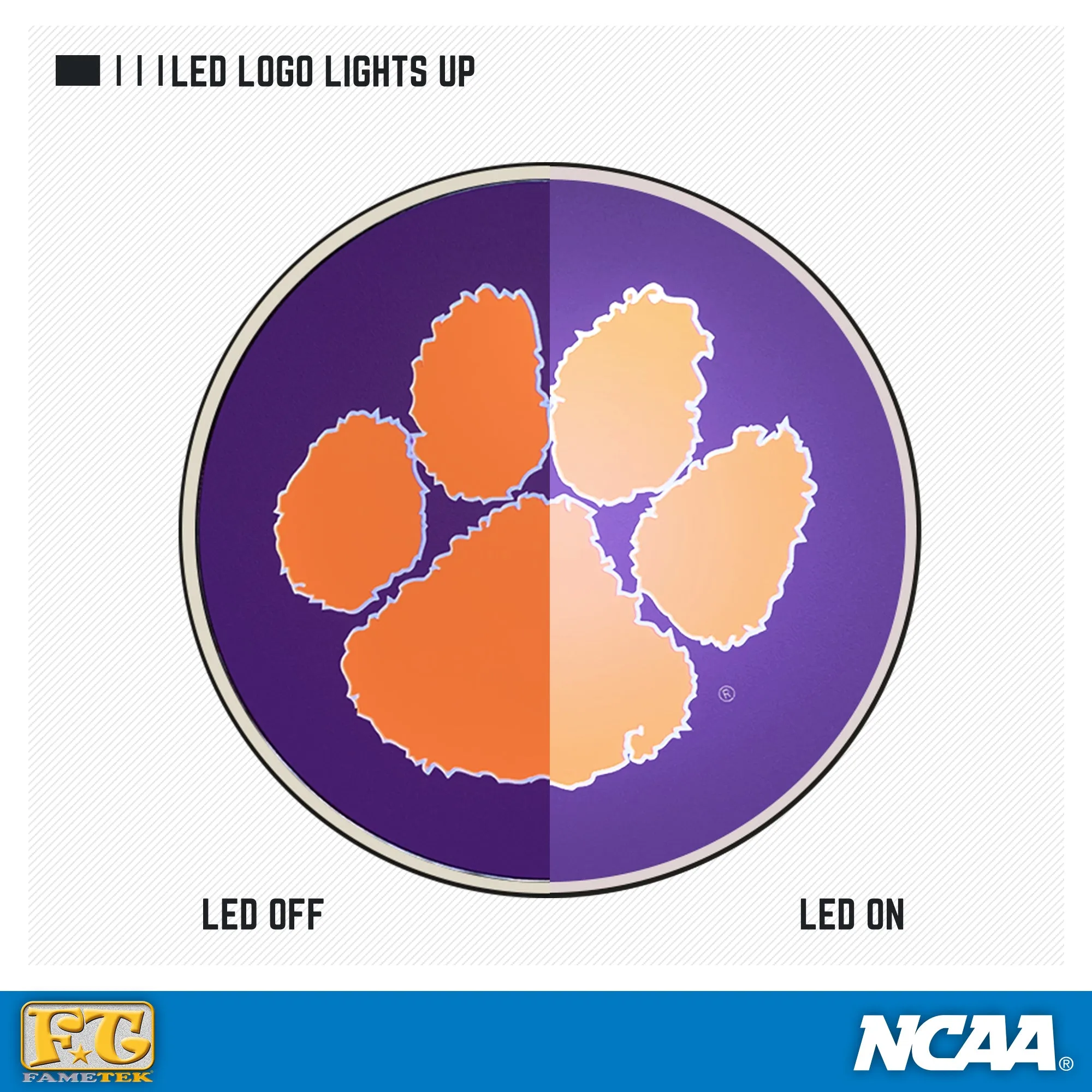 Clemson University Qi Wireless Charger With Illuminated Tigers Logo & Built-In Power bank