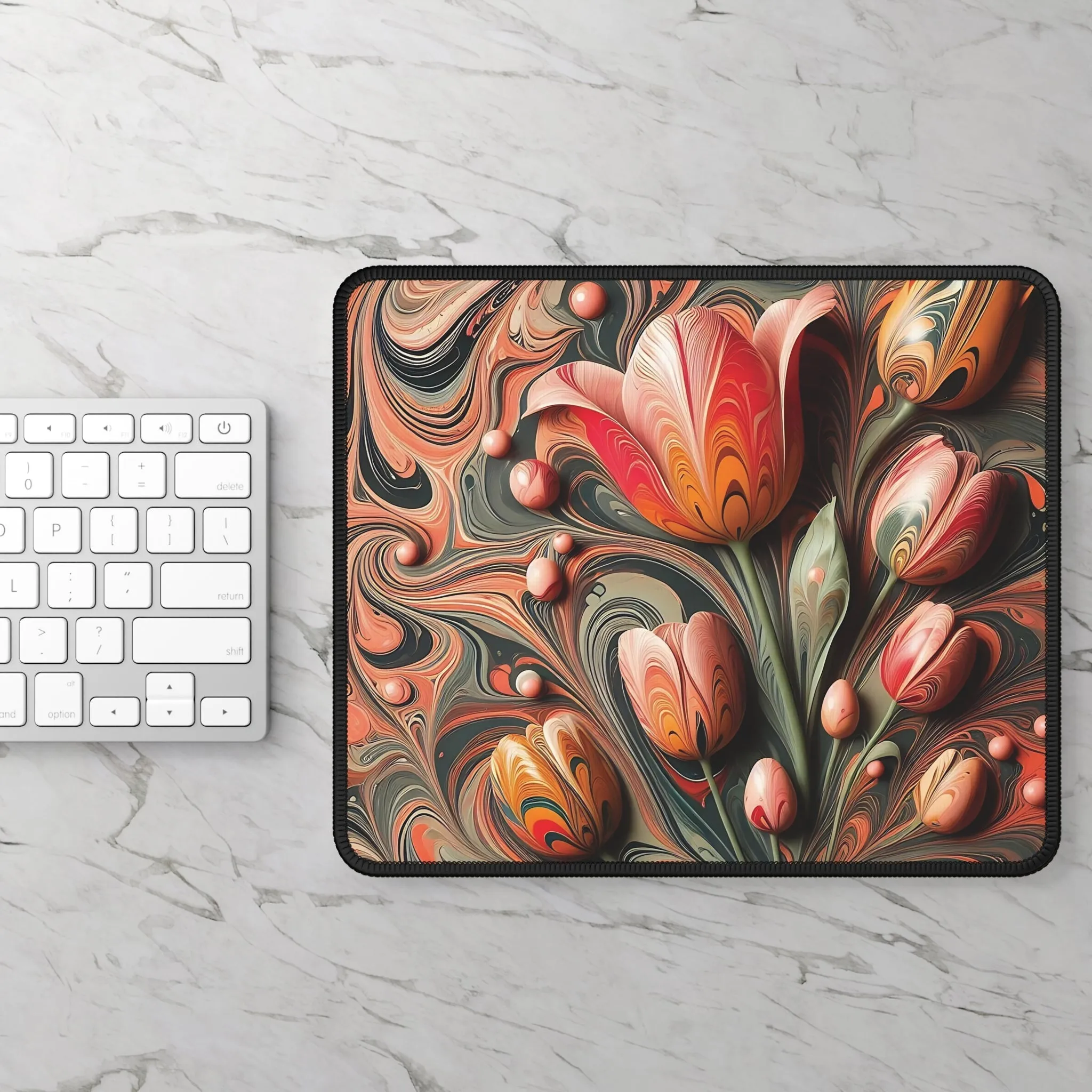 Colorful traditional marbling art Gaming Mouse Pad