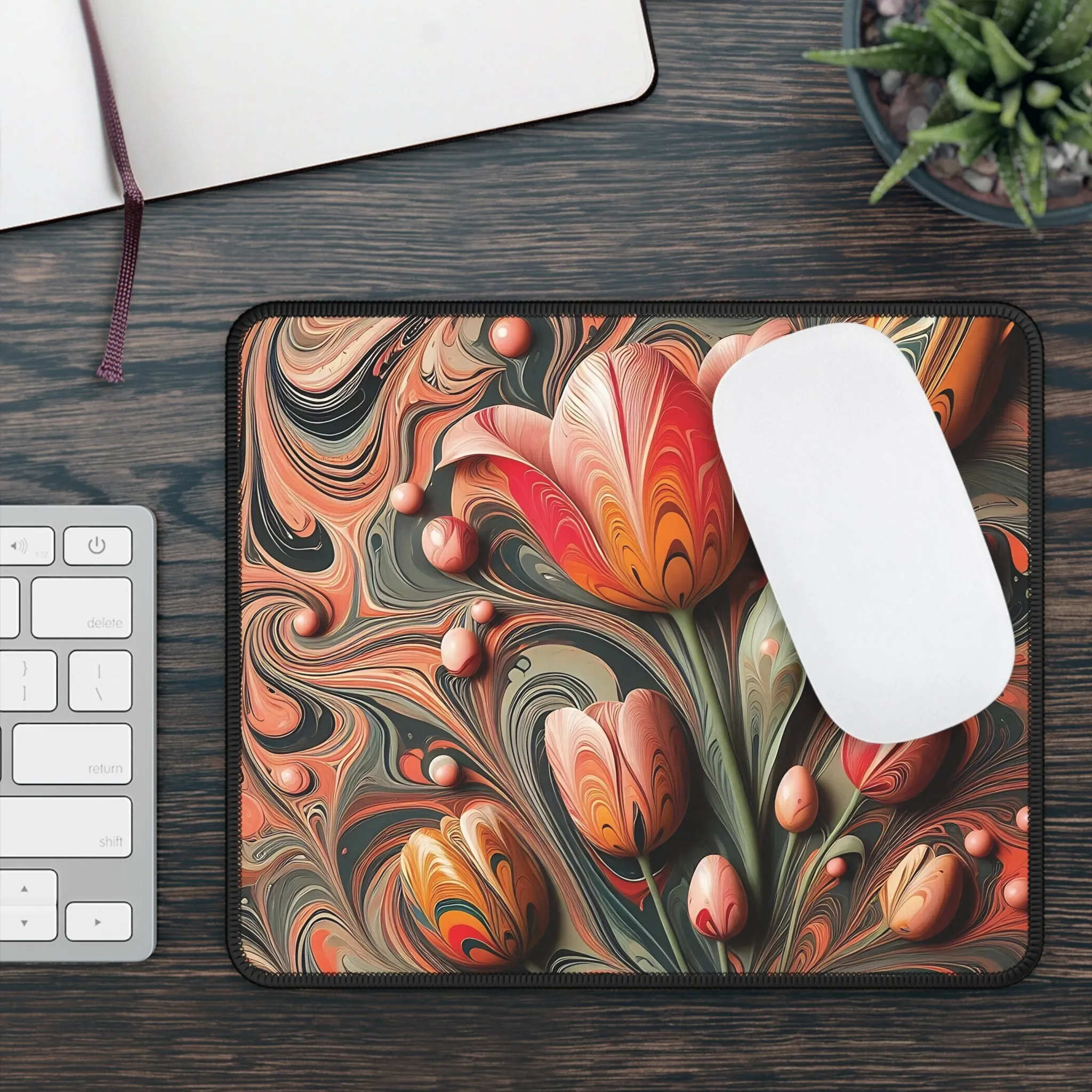 Colorful traditional marbling art Gaming Mouse Pad