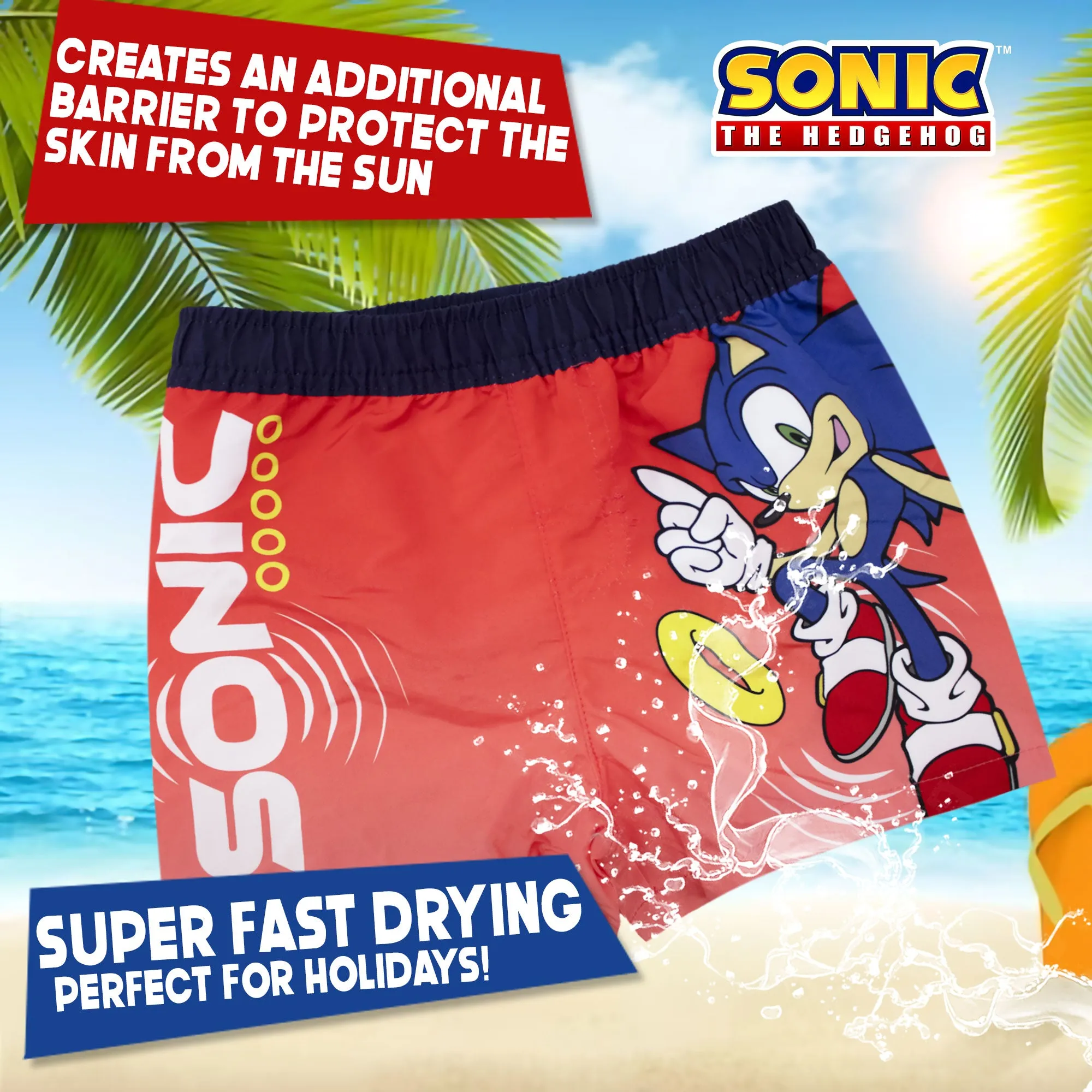 Costume da bagno per bambino Sonic The Hedgehog pantaloncino mare piscina 6738