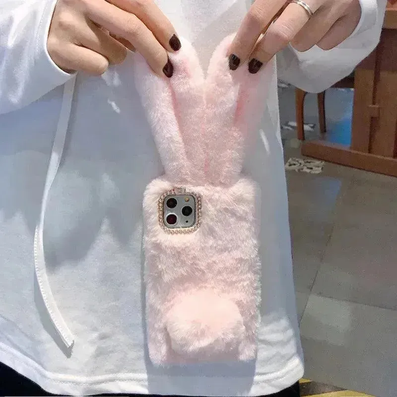 Cute 3D Fur Bunny Style Phone Case (For iPhones)