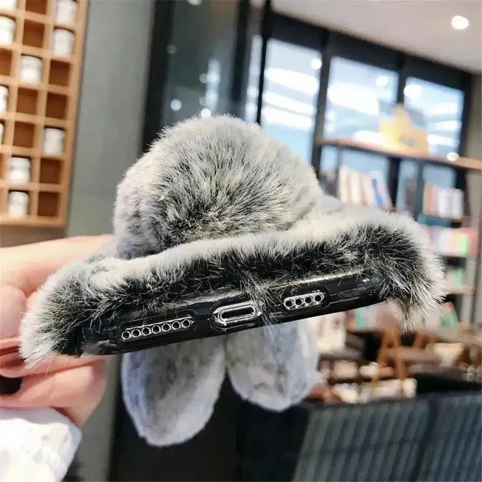 Cute 3D Fur Bunny Style Phone Case (For iPhones)