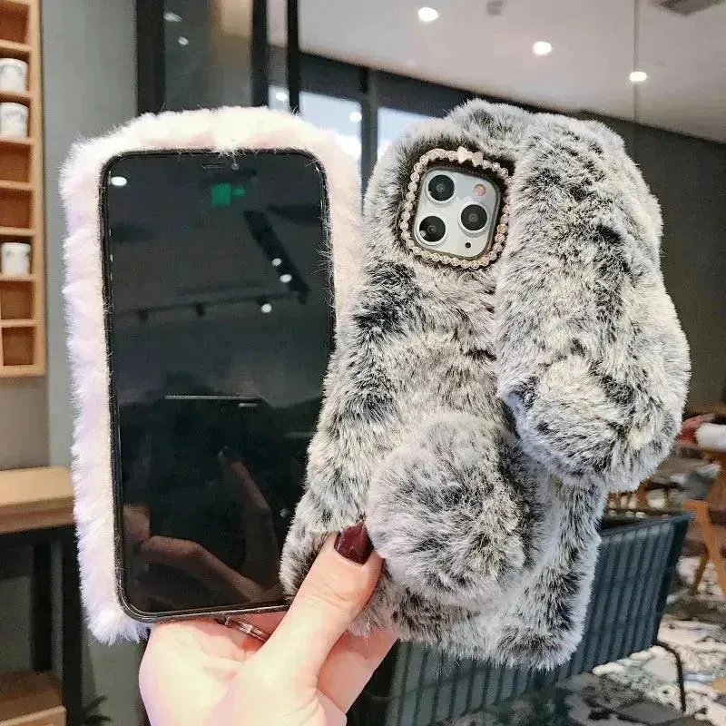 Cute 3D Fur Bunny Style Phone Case (For iPhones)