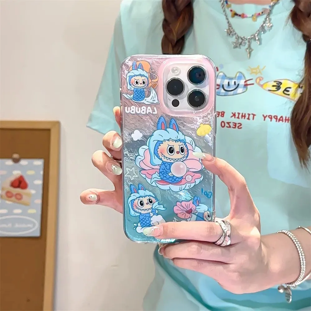 Cute Cartoon Labubu Zimomo Little Mermaid with Pearl - iPhone Case 12 13 14 15 16 Pro Promax