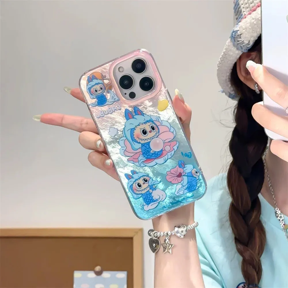 Cute Cartoon Labubu Zimomo Little Mermaid with Pearl - iPhone Case 12 13 14 15 16 Pro Promax