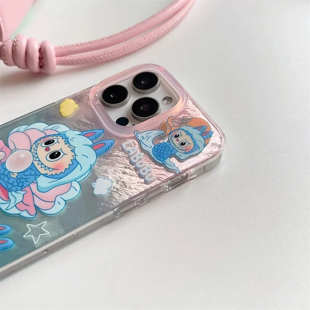 Cute Cartoon Labubu Zimomo Little Mermaid with Pearl - iPhone Case 12 13 14 15 16 Pro Promax