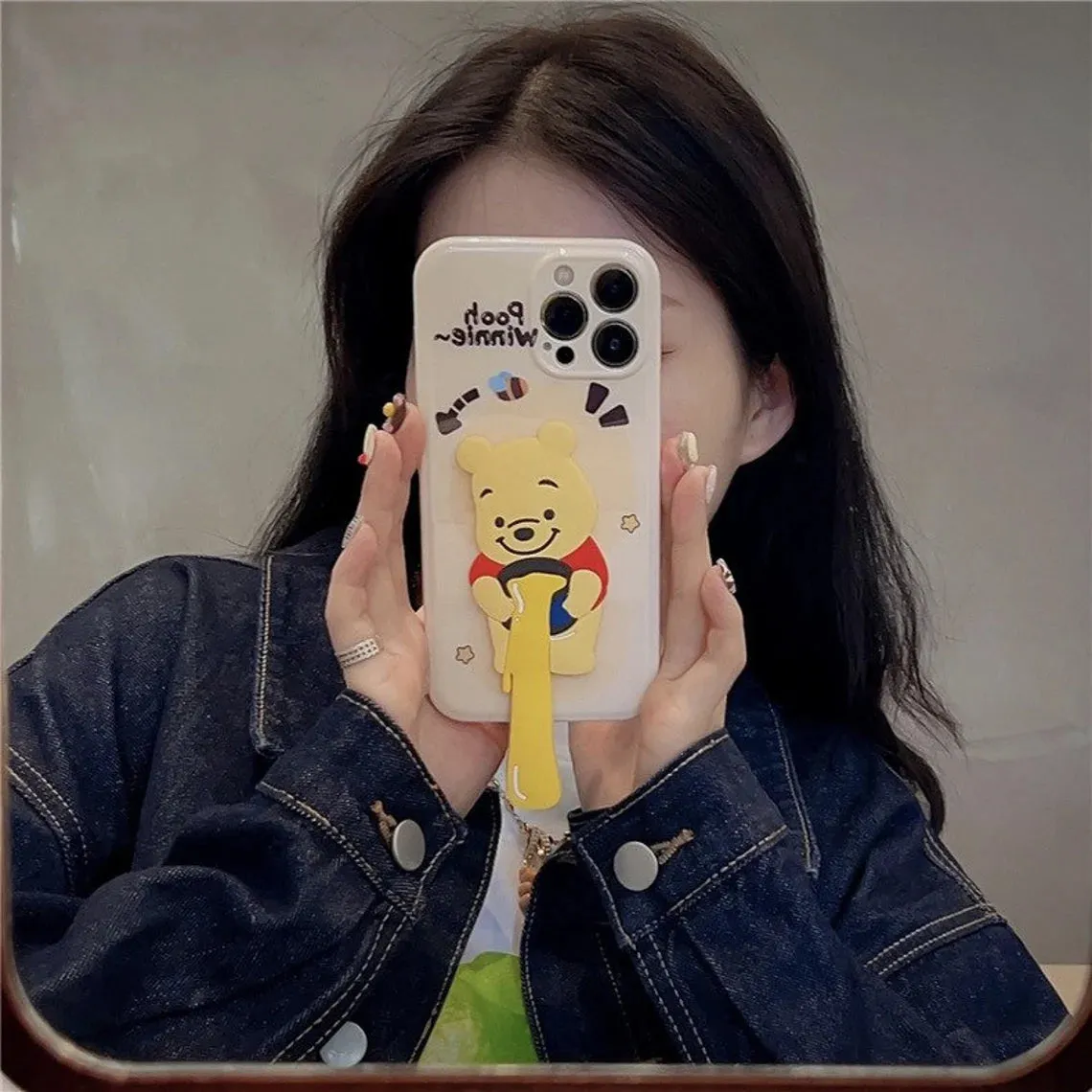 Cute Honey Bear Winnie & Tiger with Stand Soft iPhone Case XS XR X 11 12 13 14 Pro Promax