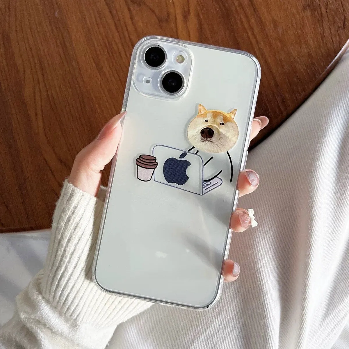 Cute Minimalist Clear Funny Face Pet Dog & Pet Cat Design Protective Shockproof Phone Case for iPhone X XS XR 6 7 8 11 12 13 14 15 Pro Max