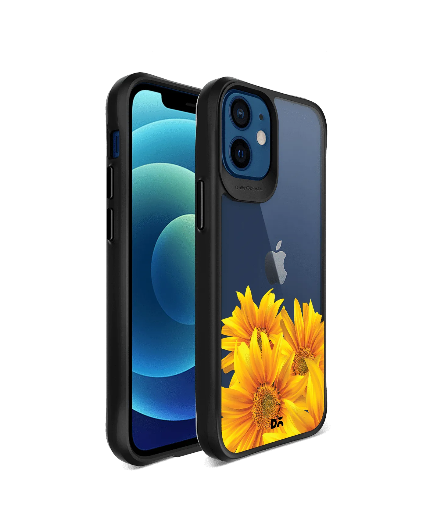 DailyObjects Clear Bright Sunflowers Black Hybrid Clear Case Cover For iPhone 12 Mini