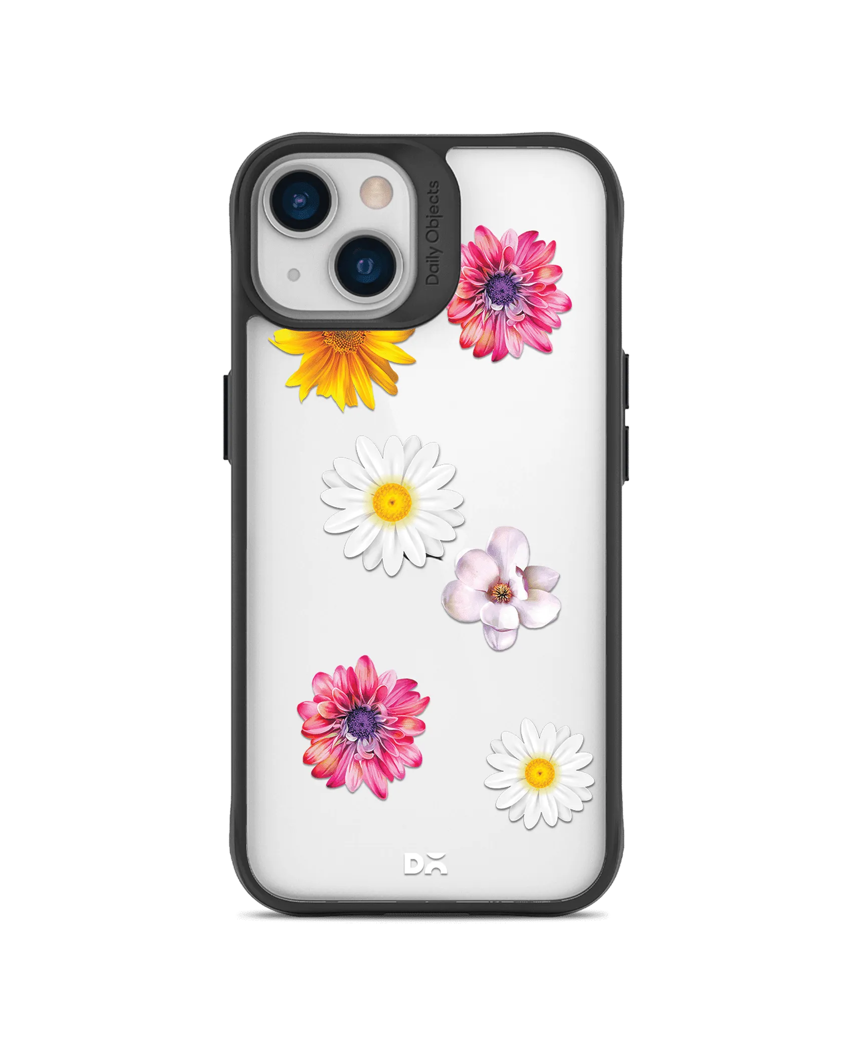 DailyObjects Clear Multicoloured Flowers Black Hybrid Clear Case Cover For iPhone 13 Mini