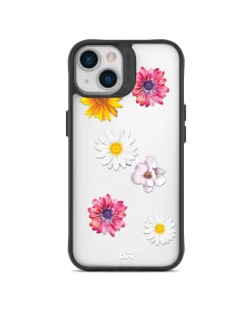 DailyObjects Clear Multicoloured Flowers Black Hybrid Clear Case Cover For iPhone 13 Mini