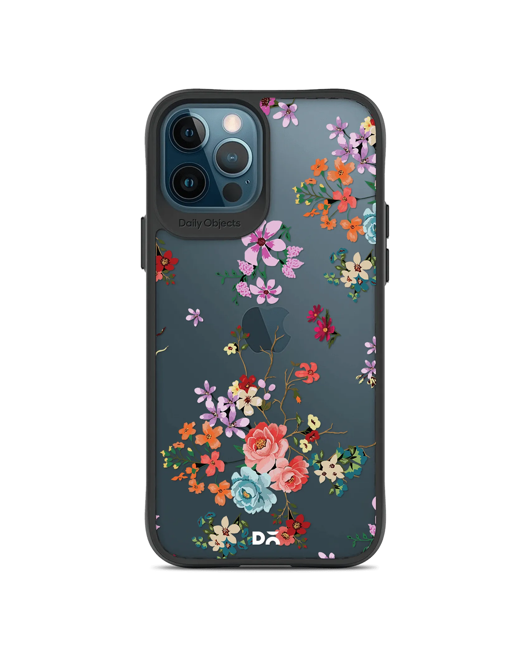 DailyObjects Periwinkle & Roses Black Hybrid Clear Case Cover For iPhone 12 Pro Max