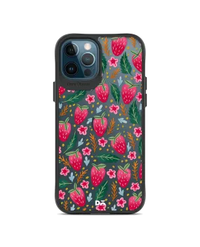 DailyObjects Strawberry Bloom Black Hybrid Clear Case Cover For iPhone 12 Pro Max