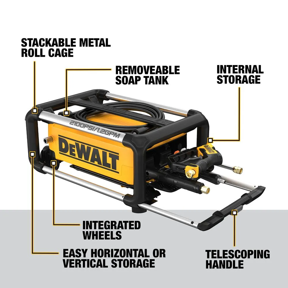 DeWALT DWPW2100 2100 PSI 1.2 GPM Cold Water Electric Pressure Washer