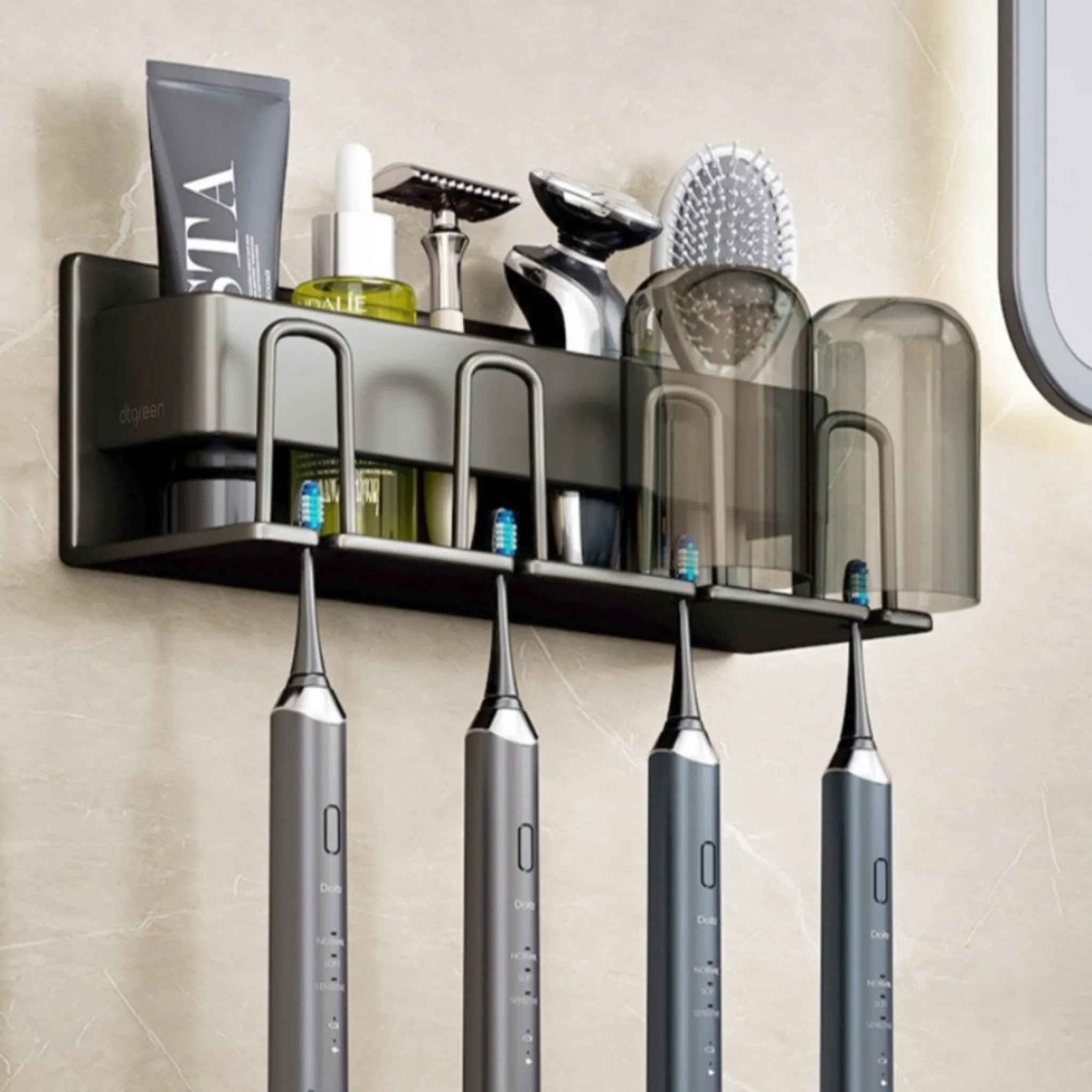 Diti Green Non-Drilling Storage Toothbrush Holder, 4 Slots, Moon Gray - 🏆 #16 - Home Décor - Best of December