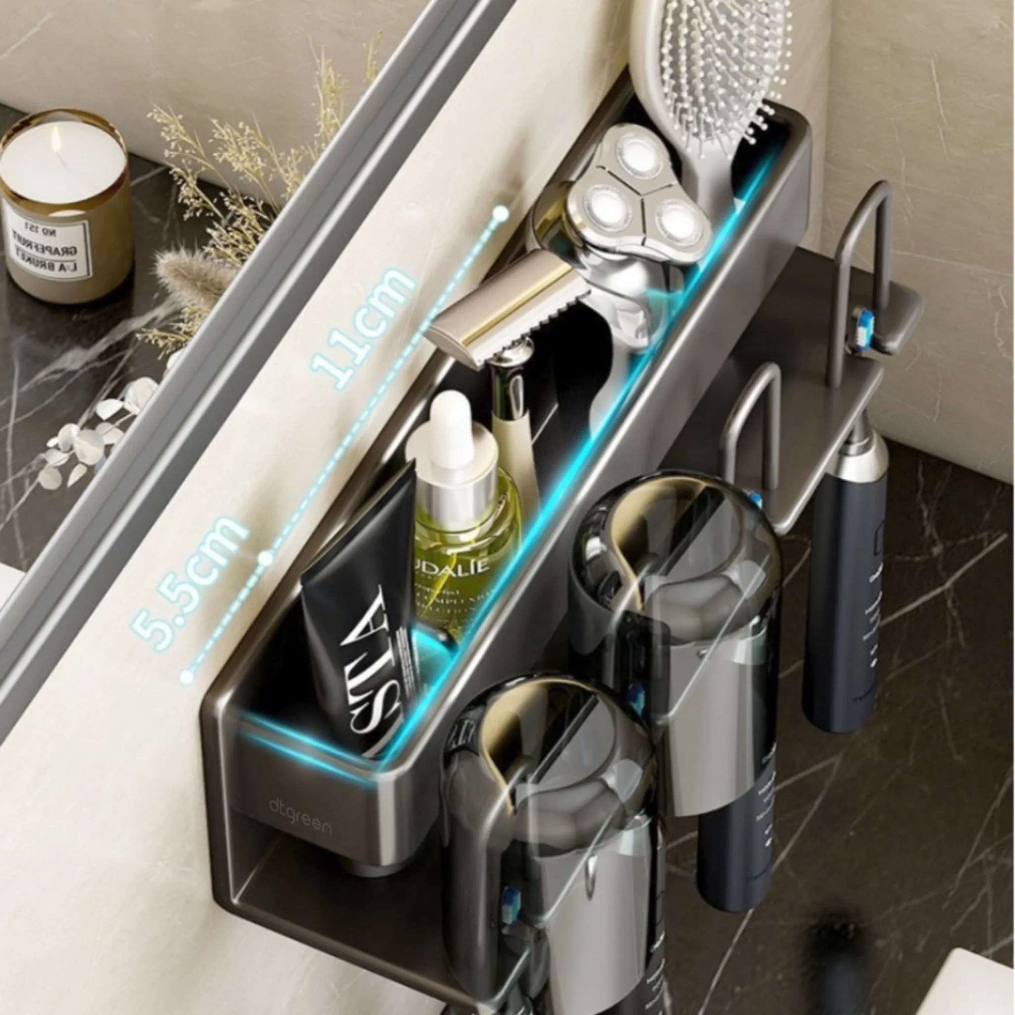 Diti Green Non-Drilling Storage Toothbrush Holder, 4 Slots, Moon Gray - 🏆 #16 - Home Décor - Best of December