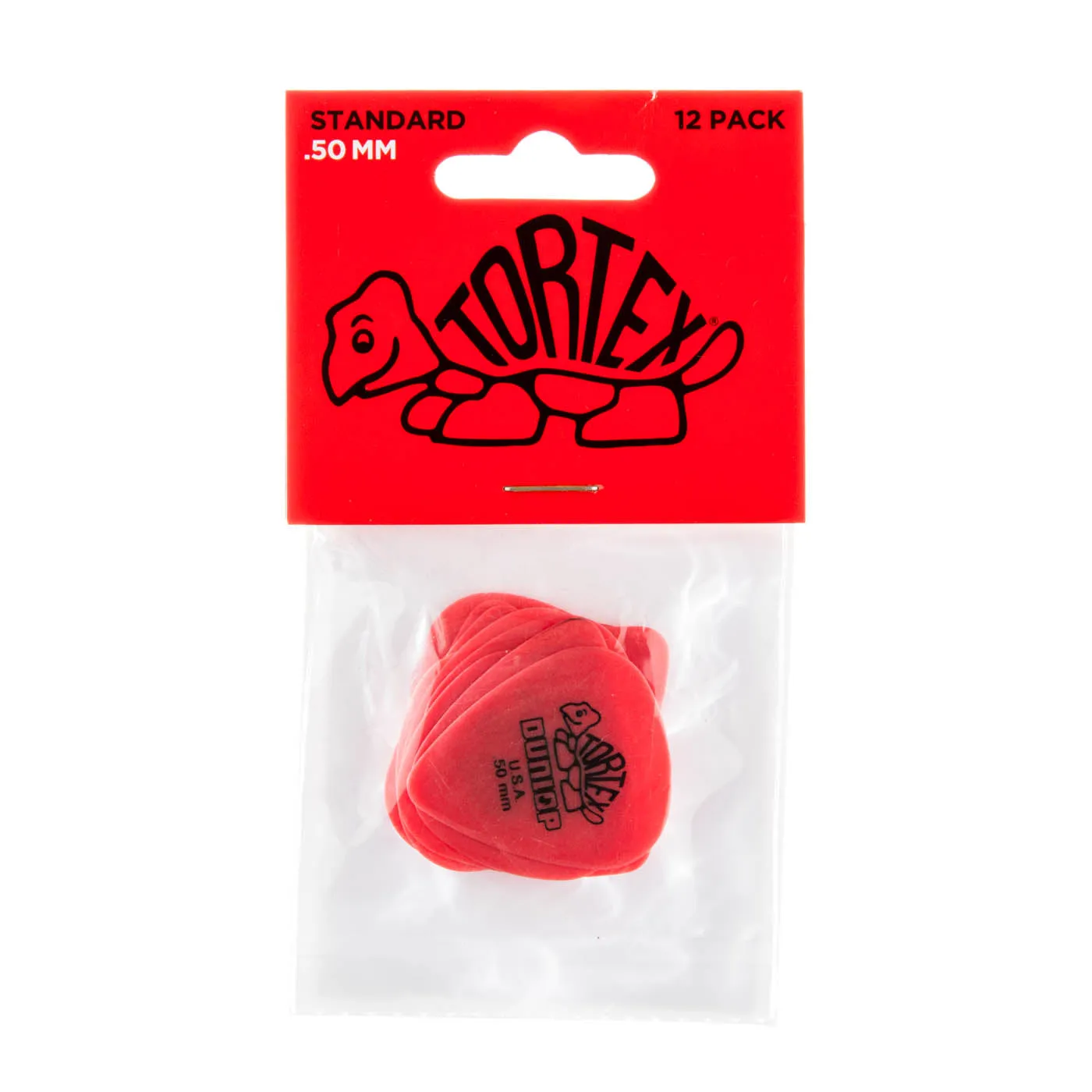 Dunlop 418P-50 0.50mm Tortex® Standard Guitar Pick 12 Pack - Red