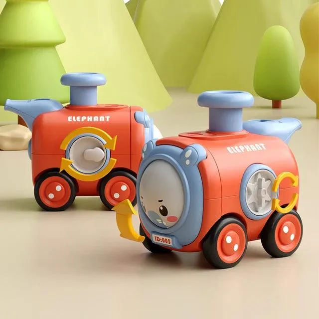 Durable Cartoon Face-Changing Toy Train with Whistle - Interactive Inertial Car for Kids