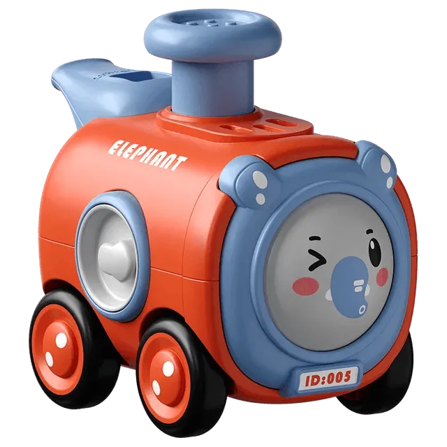 Durable Cartoon Face-Changing Toy Train with Whistle - Interactive Inertial Car for Kids