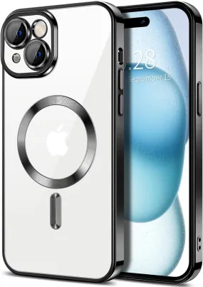 Entronix Case Transparent Case for Apple iPhone 15 Plus Clear Magnetic Case, [ Resistant] Slim Fit Shockproof Crystal Case Cover