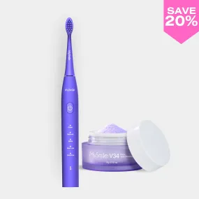 Essential Purple Sonic Toothbrush   V34 Purple Cleaning Powder Bundle