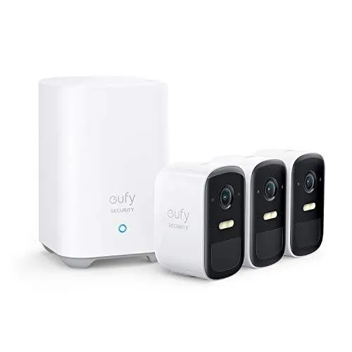 eufy Security, eufyCam 2C Wireless Home Security Camera System, 180-Day Battery Life, HD 1080p, IP67 Weatherproof, Night Vision, Compatible with Amazon Alexa, 3-Cam Kit, No Monthly Fee